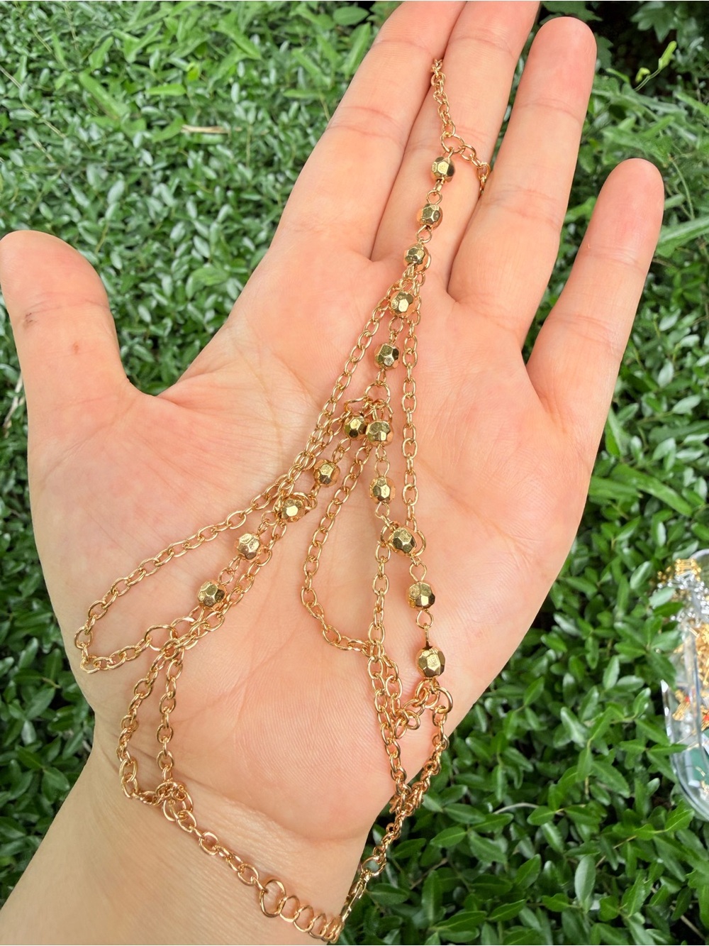Gold-Tone Multi-Chain Beaded Necklace - Women Jewelry - Picture 3 of 7